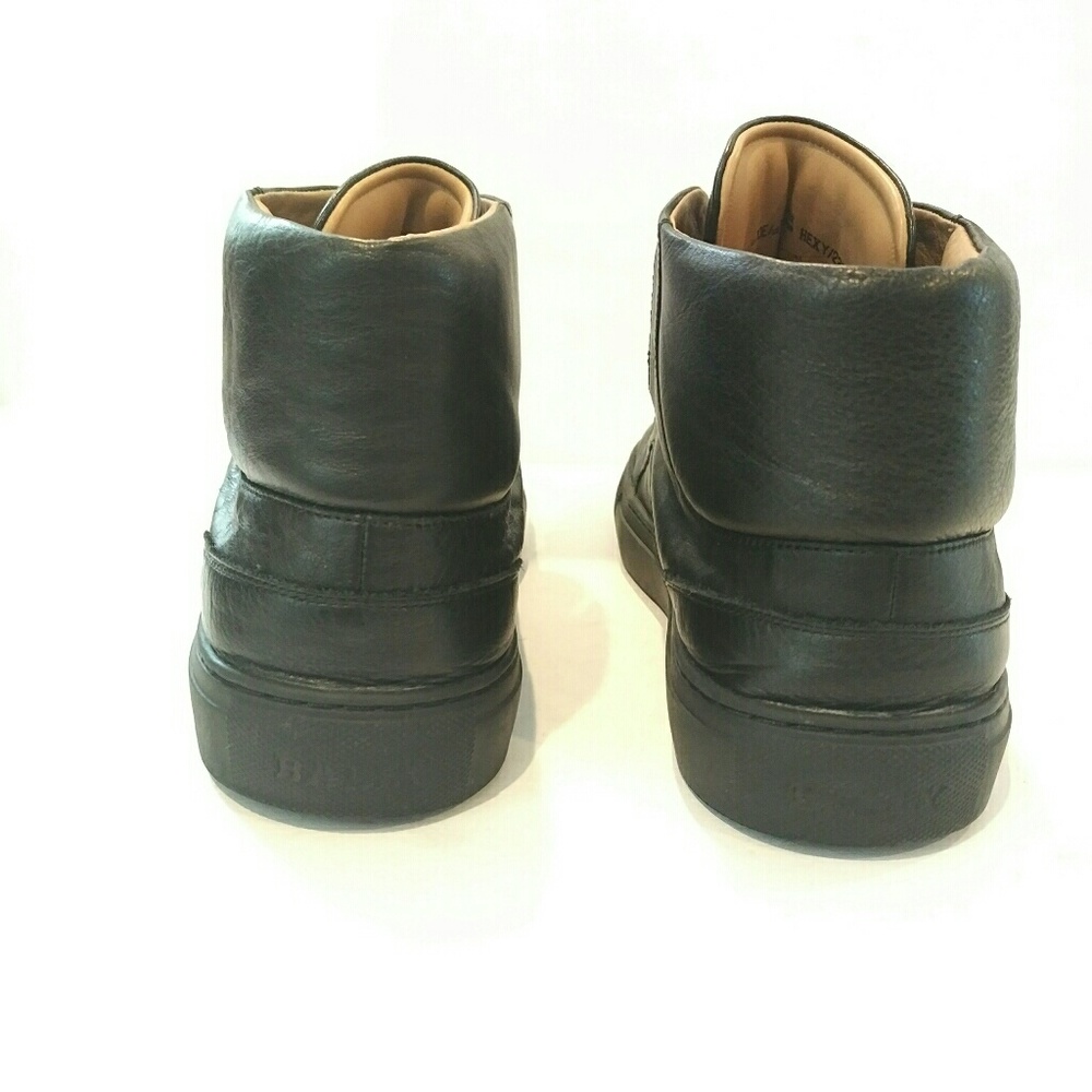 Bally Hexy Men's Hightop Sneaker Black Leather 11d - Picture 5 of 8